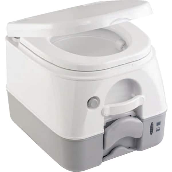 Dometic 2.5 Gal. Full Size SaniPottie 975 MSD Portable Toilet with Push Button Flush in Gray