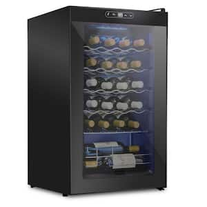 24-Bottle Wine Cooler, Cellar Cooling Unit in Black, Freestanding Wine Fridge with Lock