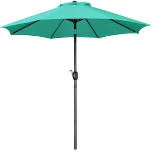 9 ft. 8 Ribs Market Umbrella with Push Button Tilt and Crank Outdoor Patio Umbrella in Turquoise