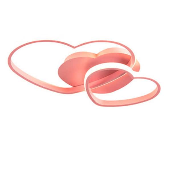 OUKANING 20 in. 42-Watt Pink Modern Creative Heart Shape Integrated LED Flush Mount Ceiling Light with Acrylic Shade for Bedroom