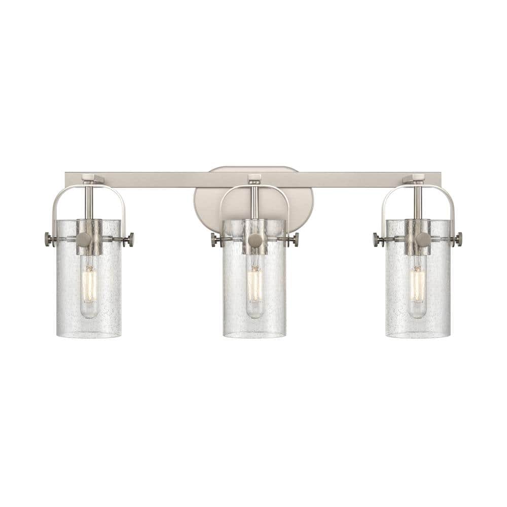 Pilaster II Cylinder 24.88 in. 3-Light Satin Nickel Vanity Light with Glass Shade price history on PriceWatchPro