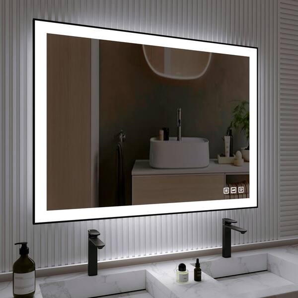 60 in. W x 36 in. H Rectangular Frameless LED Light Anti-Fog Wall Bathroom  Vanity Mirror with Backlit and Front Light