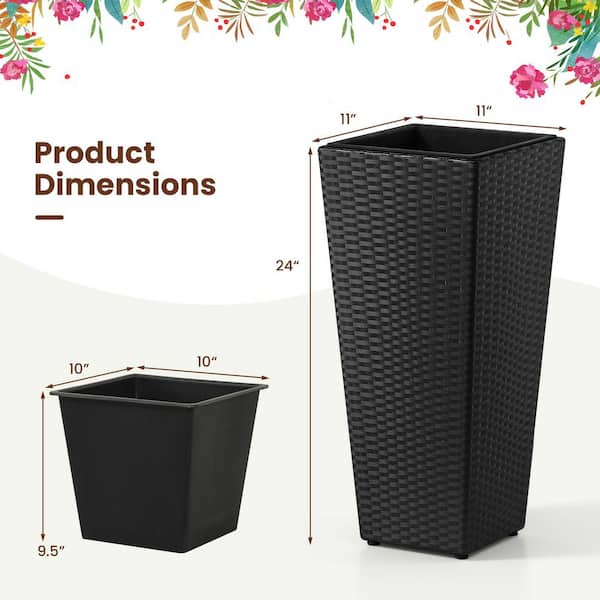 Liviza Set of 2 Plastic Planters with Detachable Plastic Liners