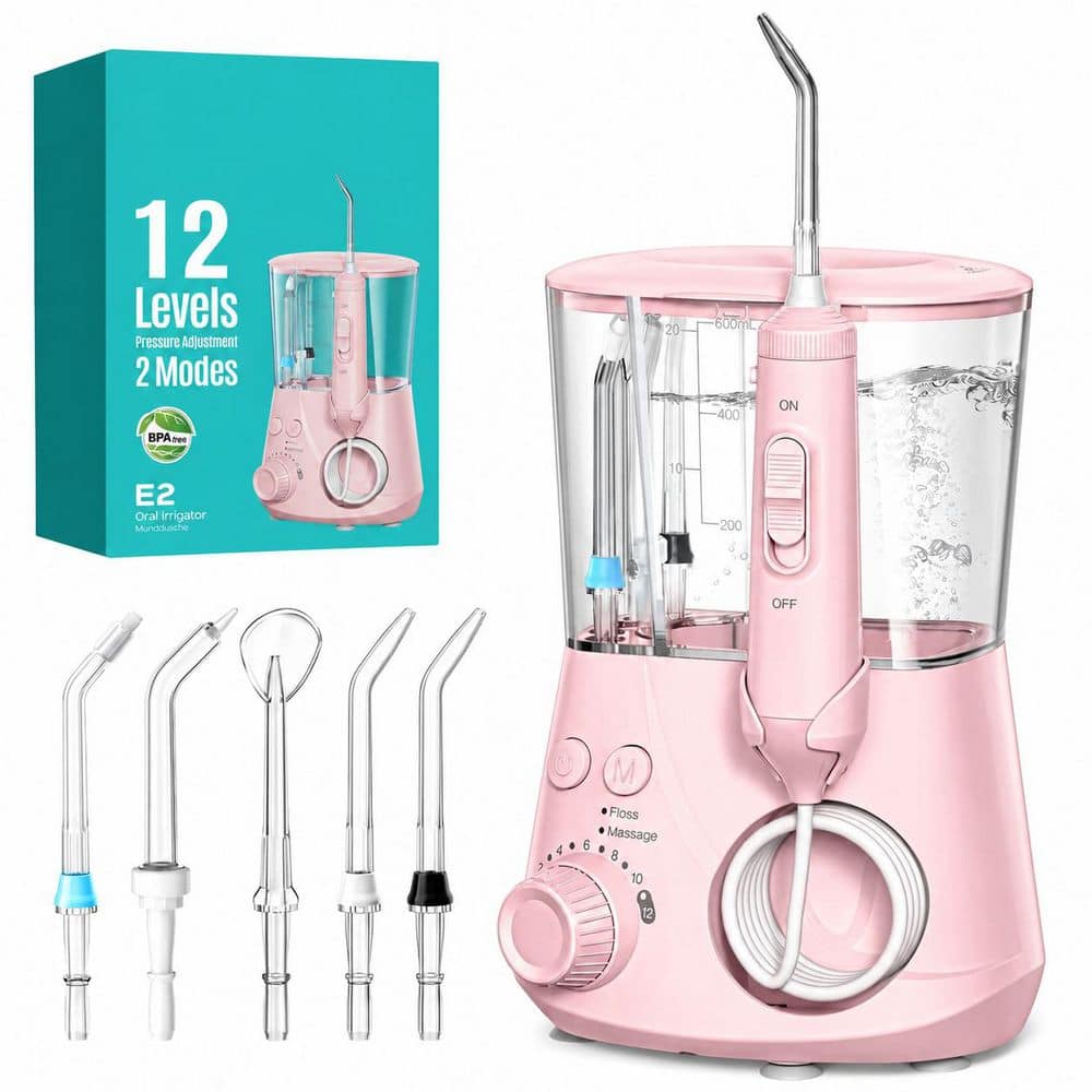 Pink Water Flosser with 5 Nozzles, 2 Modes and 12 Pressure Settings, 600 ml Tank price history on PriceWatchPro