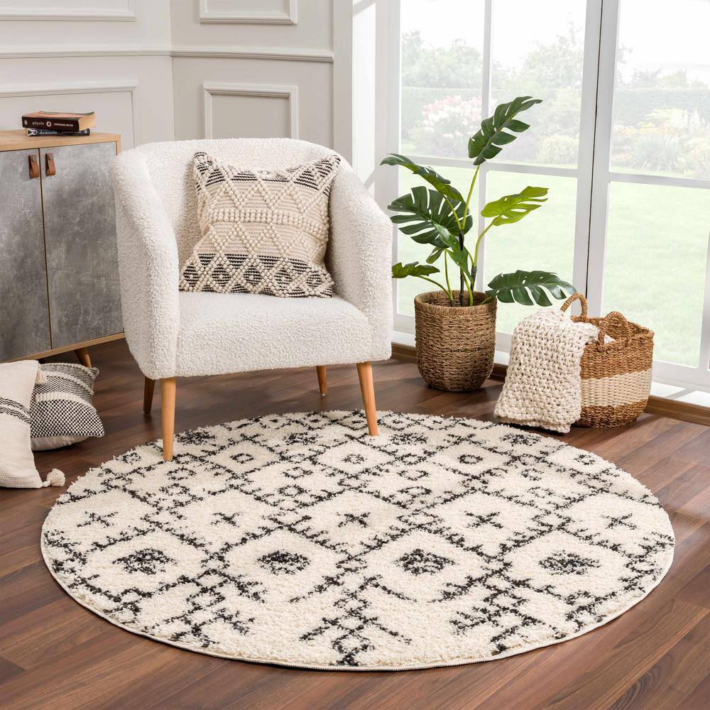 Godalming Charcoal and Peach Bohemian Shag Area Rug 7'10" x 10'