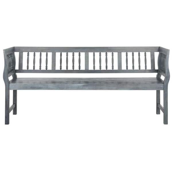 SAFAVIEH Brentwood 68.1 in. 3-Person Ash Gray Acacia Wood Outdoor Bench