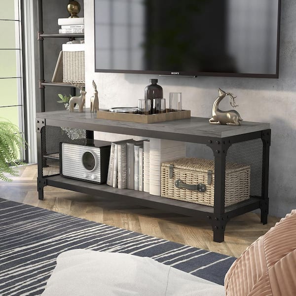 Kleeson 18.7 in. H x 47.32 in. W Vintage Gray Oak Wood Shoe Storage Bench