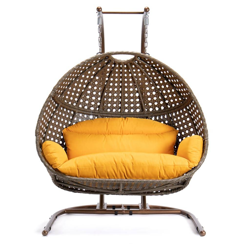 Amber Wicker Double Egg Hanging Chair with Cushions