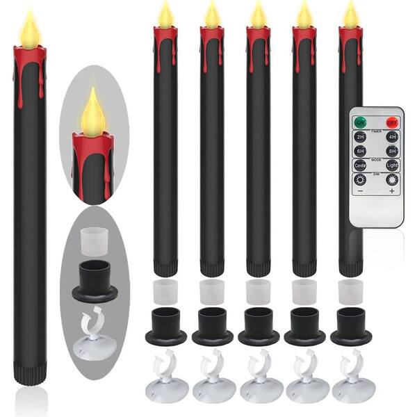 6 Pack Red Flameless Taper Candles - 10.6" Plastic Flickering Candles, No Remote/Timer - View #6