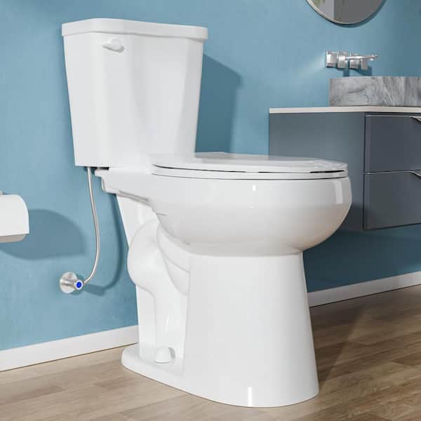 Comfort Height ADA 1.28 GPF Single Flush Round 17 in. Toilet 2-Piece Toilet in White with Seat 12 in. Rough-In