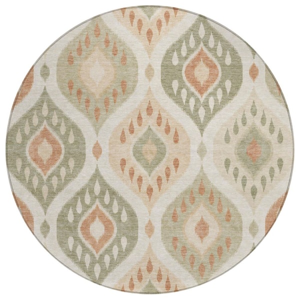 Chantille Machine Washable Indoor/Outdoor Abstract ACN3123 Sage 8 ft. x 8 ft. Round Rug