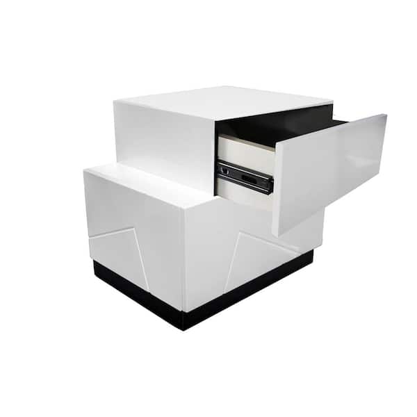 Best Master Furniture Modern White and Black Left Facing Nightstand