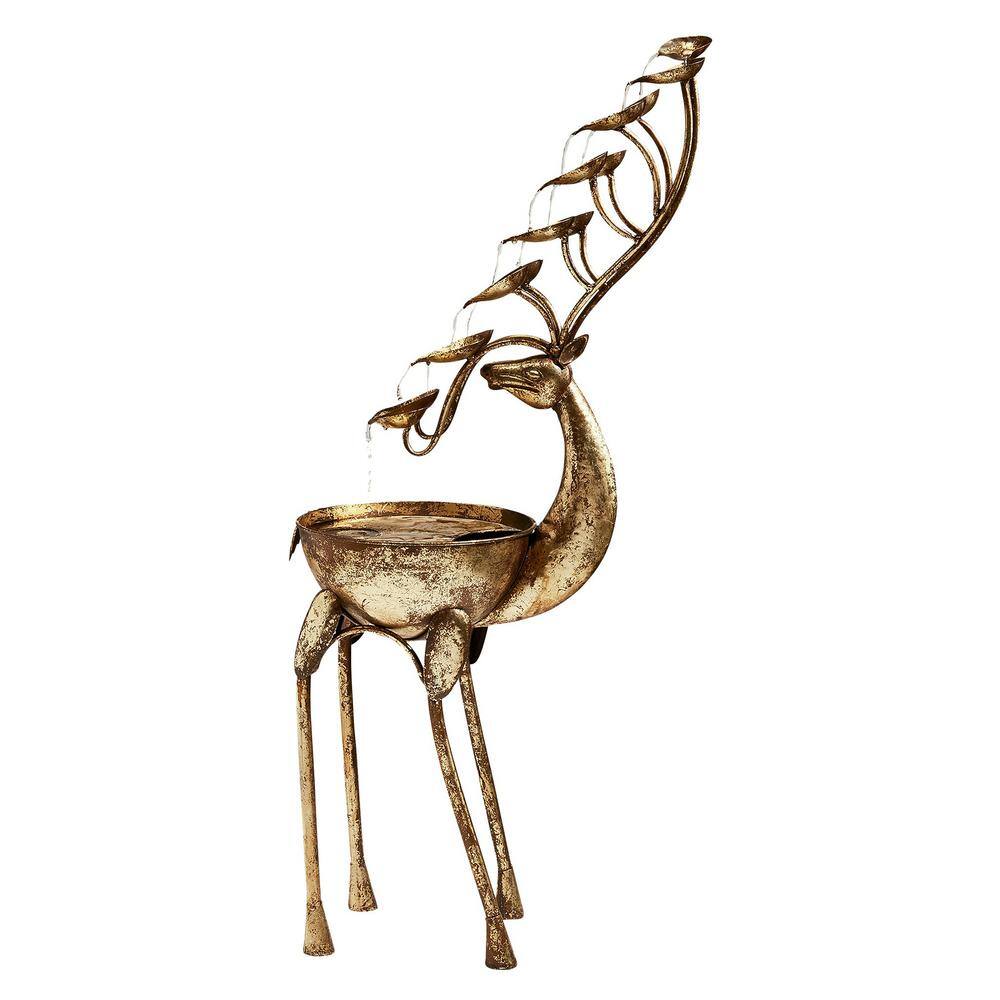 Deer Antler Falls Cascading Metal Metal Sculptural Fountain