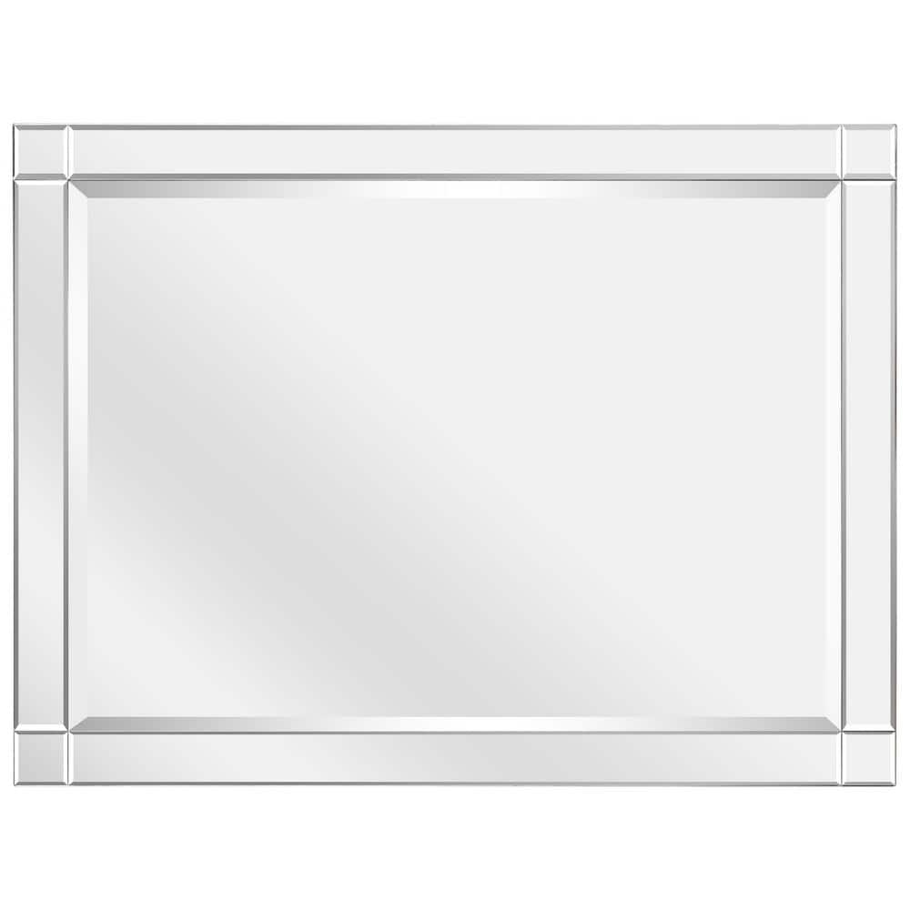 Elegant Full-Length 30" x 40" Rectangular Beveled Wall Mirror with Solid Wood Frame