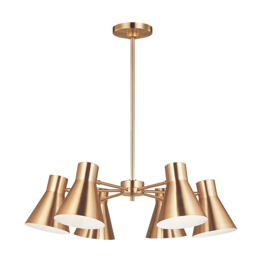 Chet 6-Light Satin Brass Steel Chandelier