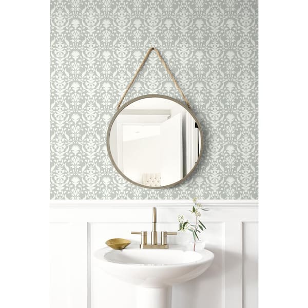 Peacefulness Pewter Toile Vinyl Peel and Stick Wallpaper Roll (Covers 30.75 sq. ft.)