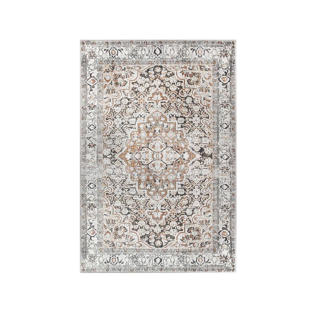 SUPERIOR Elodi Mossy Gold 10 ft. x 14 ft. Geometric Floral Medallion ...