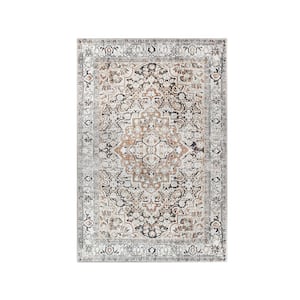 Elodi Mossy Gold 5 ft. 6 in. x 8 ft. 6 in. Geometric Floral Medallion Indoor Area Rug