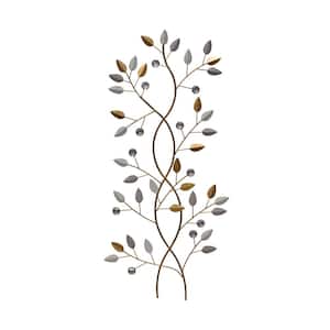 Metal and Acrylic Flowing Stems and Metallic Leaves Botanical Wall Decor