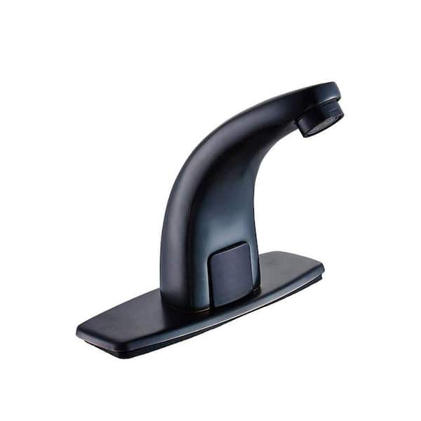 Unbranded Automatic Sensor Touchless Single Hole Bathroom Sink Faucet With Deck Plate in Oil Rubbed Bronze