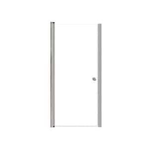 Lyna 31 in. W x 70 in. H Pivot Frameless Shower Door in Brushed Stainless with Clear Glass