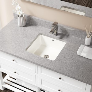 Undermount Porcelain Bathroom Sink in Bisque with Pop-Up Drain in Chrome