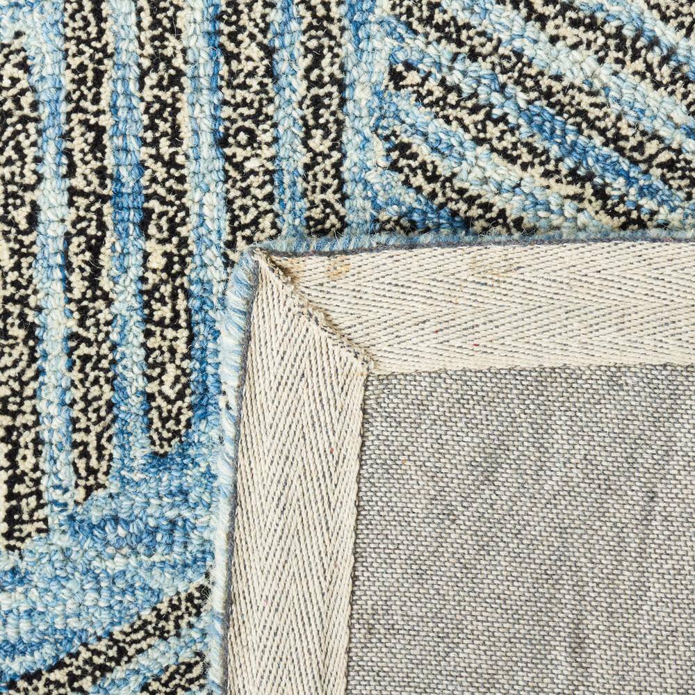 Elegant Hand-Tufted Wool Square Rug in Blue and Black