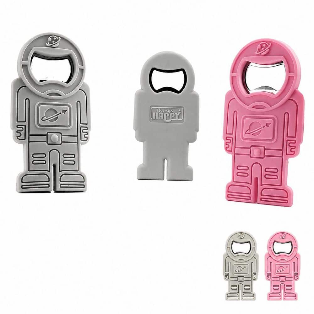 Astronaut-Themed Metal and Silicone Bottle Opener Set for Home Kitchen Bar or Parties with Playful Space Design