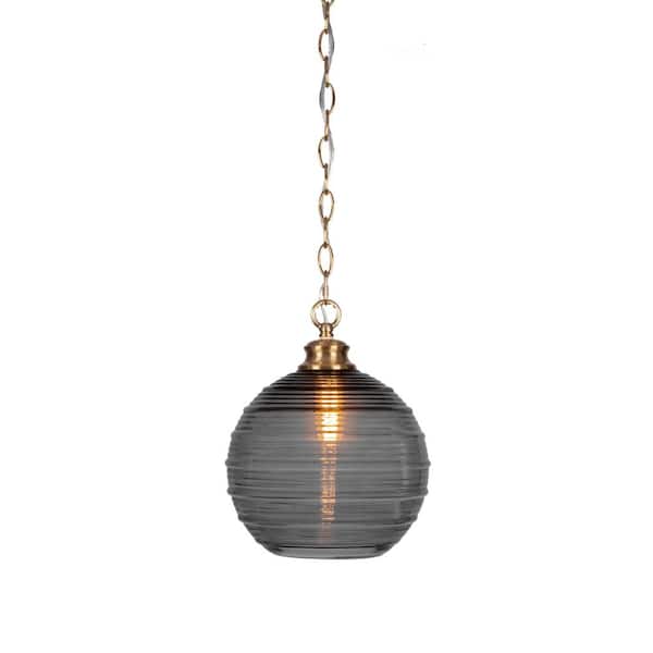 Unbranded Melbourne 60-Watt 1-Light New Age Brass Shaded Mini Pendant Light with Glass Shade