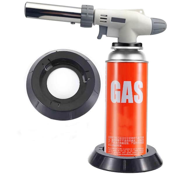 Metal Culinary Butane Torch Adjustable Flame Kitchen Blow Lighter with Stabilizing Stand for Cooking Baking BBQ