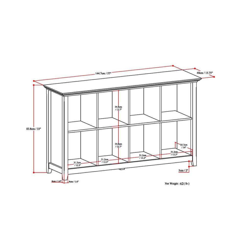 Distressed Grey Solid Wood 8-Cube Storage Console Table