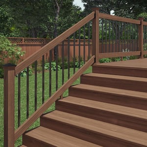 6 ft. Walnut-Tone Southern Yellow Pine Stair Rail Kit with Aluminum Rectangular Balusters