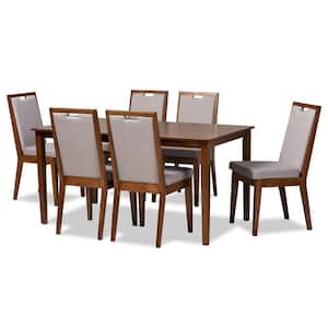Rosa 7-Piece Wood Top Grey and Walnut Brown Dining Set