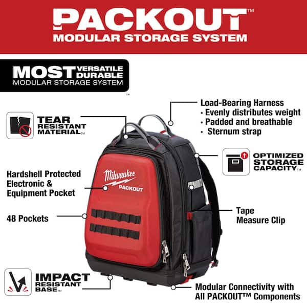 15 in. PACKOUT Backpack and Combination Electricians 6-in-1 Wire Strippers Pliers