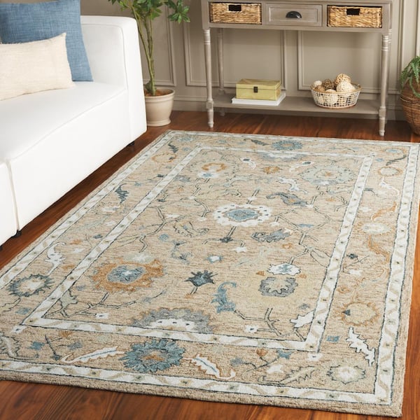 Metro 5 ft. x 8 ft. Beige/Rust Geometric Ornate Border Area Rug