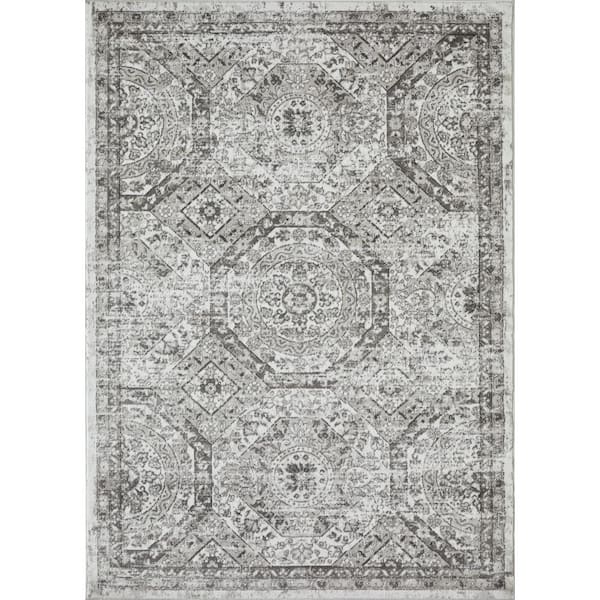 LOOMAKNOTI Rhane Alvezi Gray 4 ft. x 6 ft. Oriental Polypropylene Area Rug