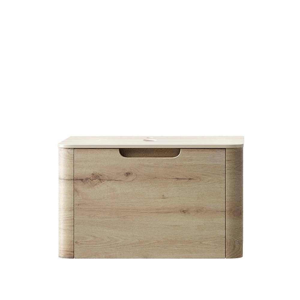 24 in. W x 19 in. D x 14 in. H Bath Vanity Cabinet with Beige Sintered Stone Top without Basin in White Oak price history on PriceWatchPro