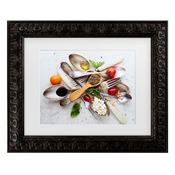 Trademark Fine Art Aleksandrova Karina Spoons And Salad Matted Framed Photography Wall Art 19.5 in. x 23.5 in.