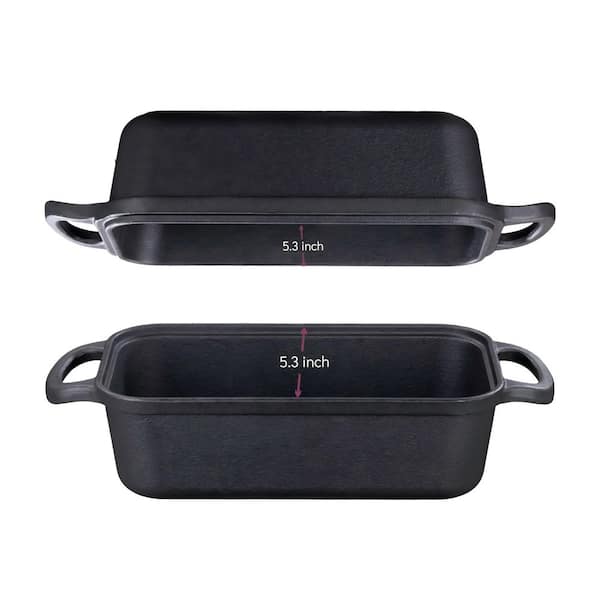 9 in. x 5 in. Cast Iron Loaf Pan with Lid, 2 in 1 Loaf Pans for Baking Bread, Sourdough, Homemade Bread
