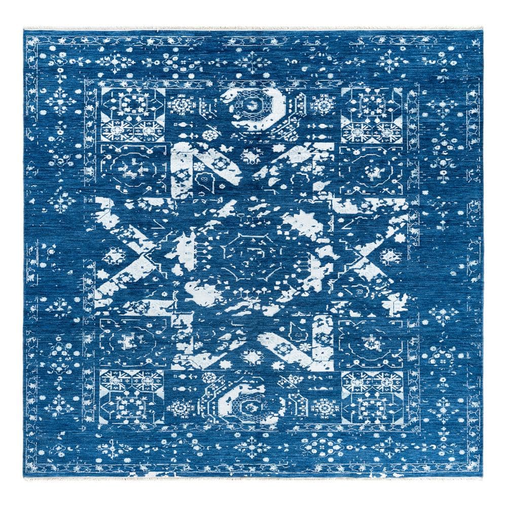 Ikat Navy 8 X 10 Hand-Knotted Wool Silk Indoor Area Rug price history on PriceWatchPro