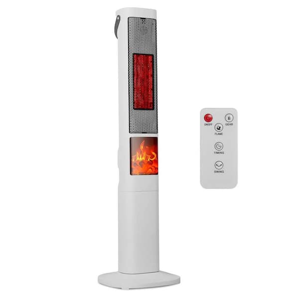 1500 W Electric Indoor Tower Ceramic Fan Space Heater with 3-Mode, Remote Control, Timer, Overheat Tip-Over Protection