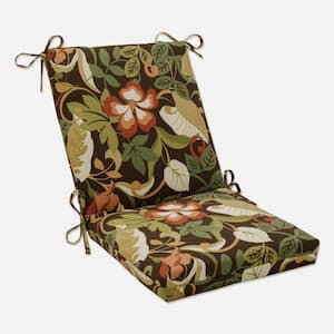 Floral Outdoor/Indoor 18 in. W x 3 in. H Deep Seat, 1-Piece Chair Cushion and Square Corners in Brown/Green Coventry