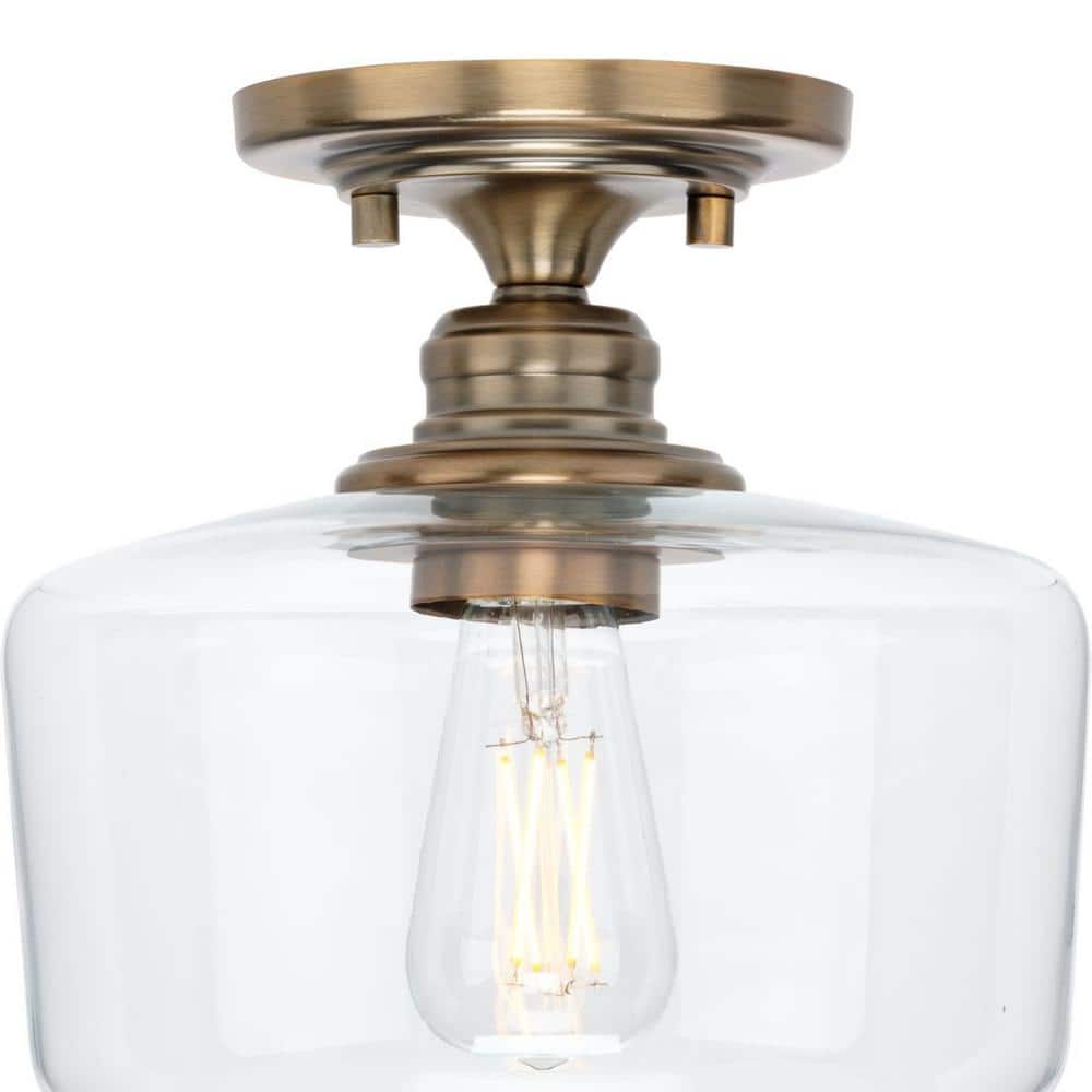 Vintage Brass Glass Indoor/Outdoor Flush Mount Light