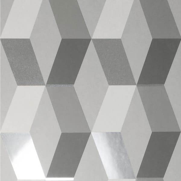 Advantage Rochelle Grey Geometric Vinyl Peelable Wallpaper (Covers 56.4 sq. ft.)