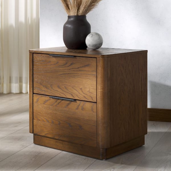 Gabrietta Medium Oak/Black 2 Drawer Nightstand