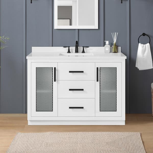 Greeley Contemporary 48 Wood Single Sink Bathroom Vanity with Carrera  Marble Top by Christopher Knight Home - On Sale - Bed Bath & Beyond -  25716175