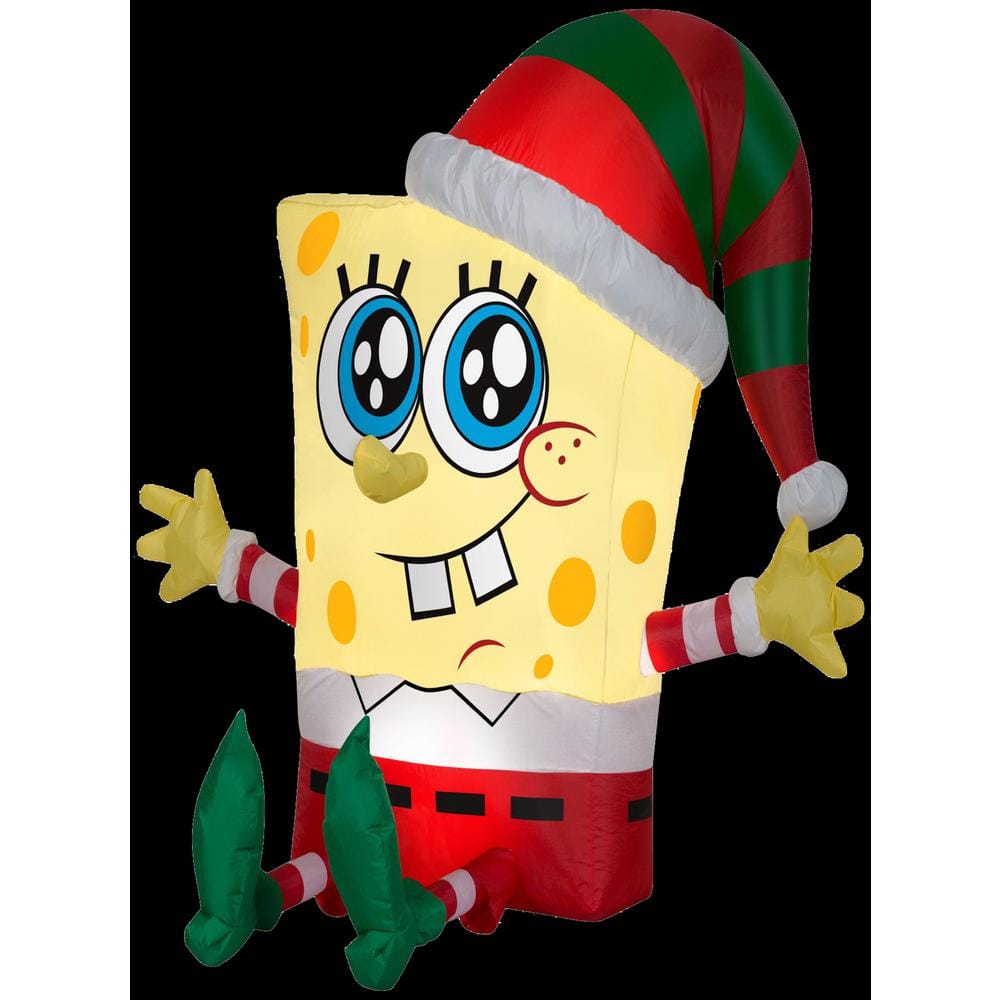 3.5 ft. H. Christmas Inflatable Nickelodeon SpongeBob in Holiday Outfit ...