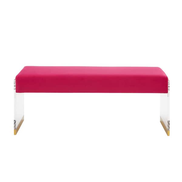 Nicole Miller Zavion Fuchsia / Gold Bench Upholstered Velvet 42.2 L x 14.6 W x 17.7 H
