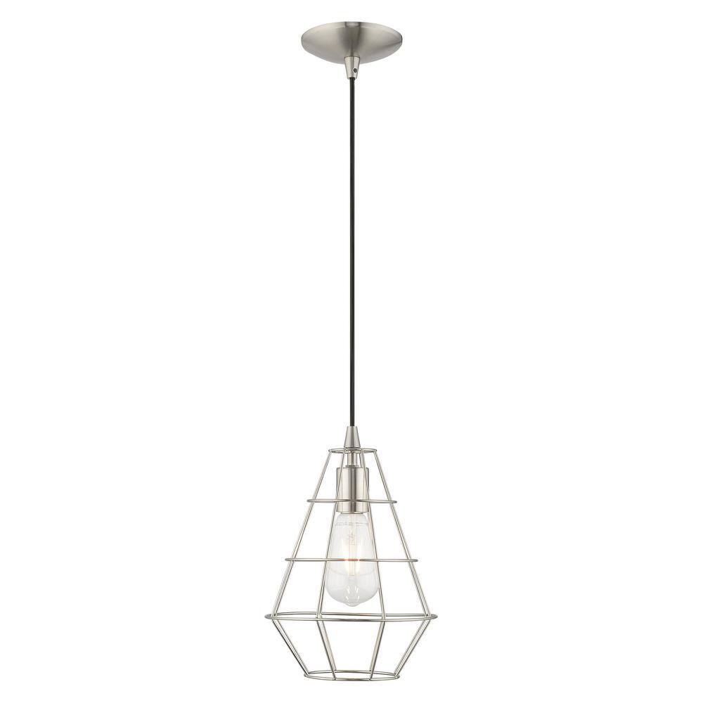 Brushed Nickel Geometric Mini Pendant Light for Indoor/Outdoor
