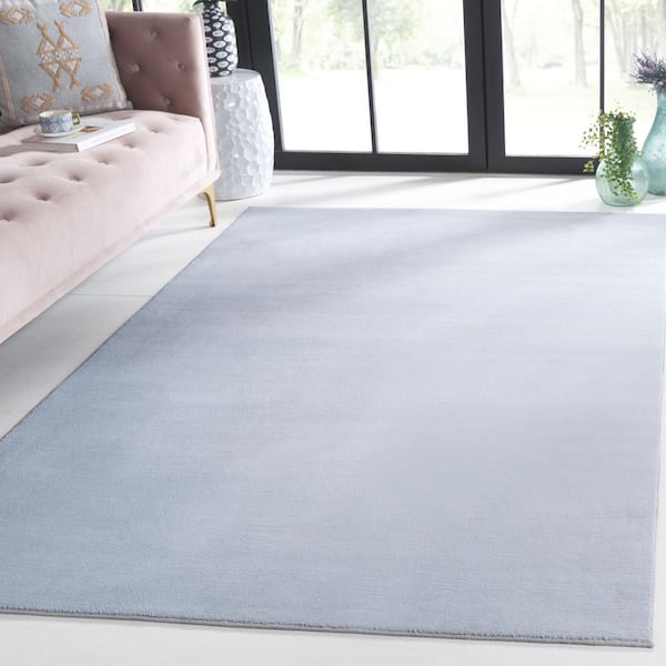 Loft 4 ft. x 4 ft. Light Blue Machine Washable Modern Solid Square Area Rug